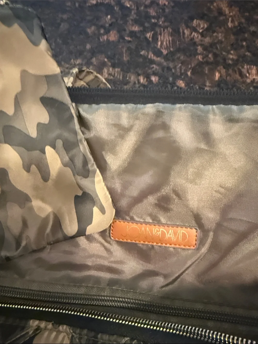 Joan & David Quilted Camo Duffel - Olive & Tan